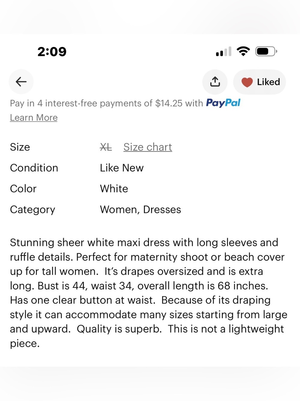 Elegant Sheer White Maxi Dress - Good for Maternity Shoot - Picture 9 of 9